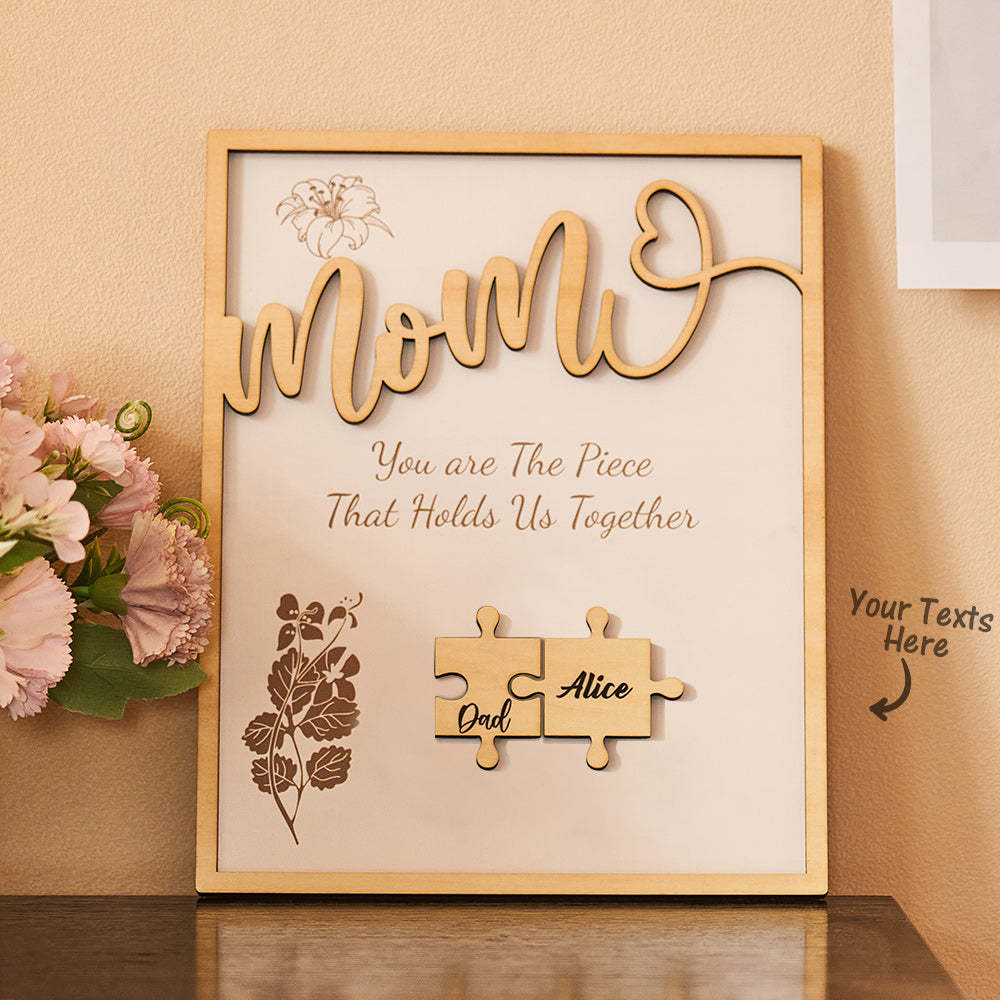 Cadeaux En Bois D'ornement De Puzzle De Nom Personnalisé Pour La Fête Des Mères - votrecollierprenomfr