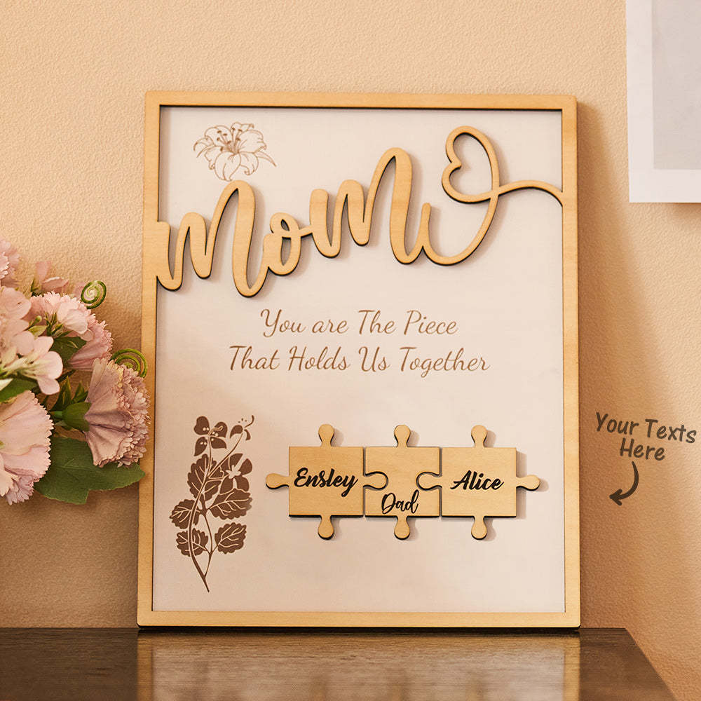 Cadeaux En Bois D'ornement De Puzzle De Nom Personnalisé Pour La Fête Des Mères - votrecollierprenomfr