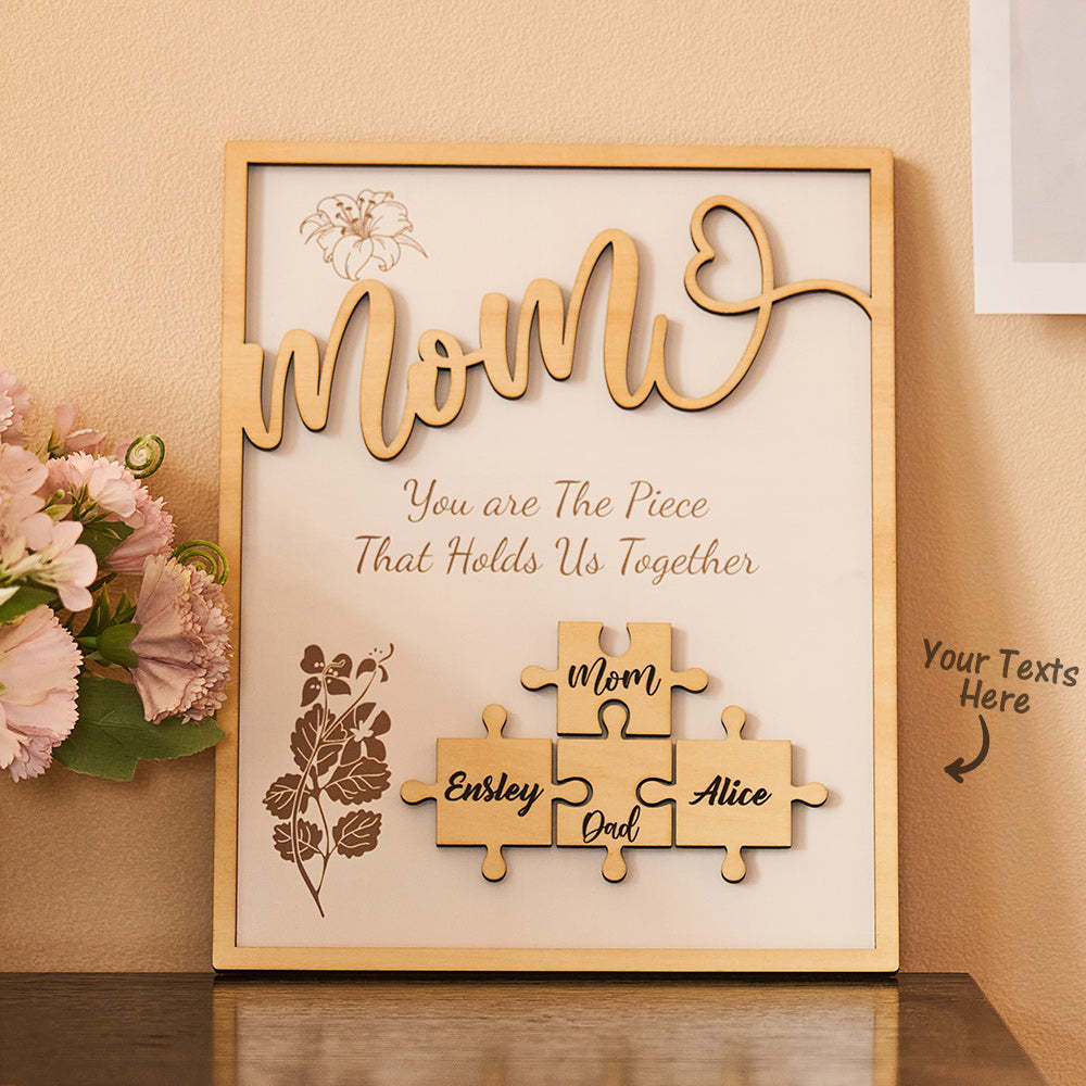 Cadeaux En Bois D'ornement De Puzzle De Nom Personnalisé Pour La Fête Des Mères - votrecollierprenomfr