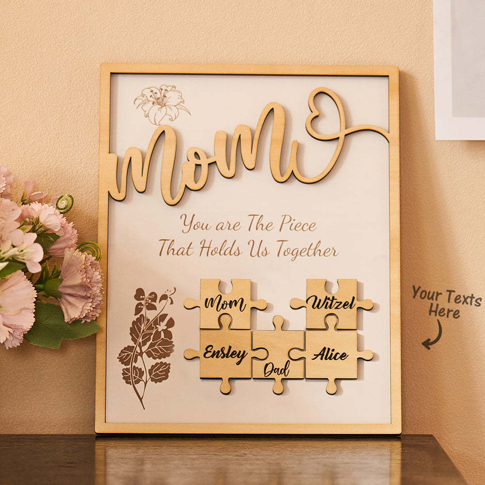 Cadeaux En Bois D'ornement De Puzzle De Nom Personnalisé Pour La Fête Des Mères - votrecollierprenomfr