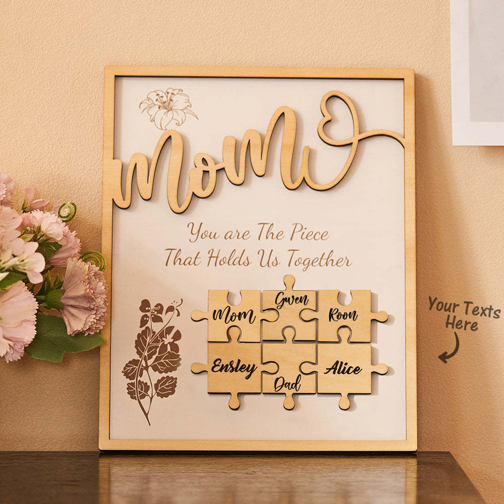 Cadeaux En Bois D'ornement De Puzzle De Nom Personnalisé Pour La Fête Des Mères - votrecollierprenomfr
