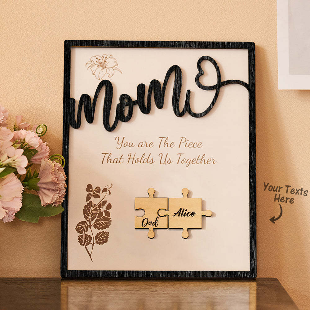 Cadeaux En Bois D'ornement De Puzzle De Nom Personnalisé Pour La Fête Des Mères - votrecollierprenomfr