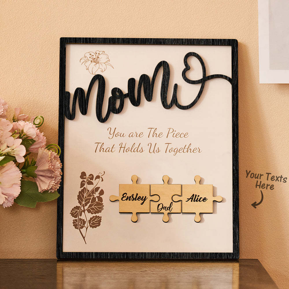 Cadeaux En Bois D'ornement De Puzzle De Nom Personnalisé Pour La Fête Des Mères - votrecollierprenomfr