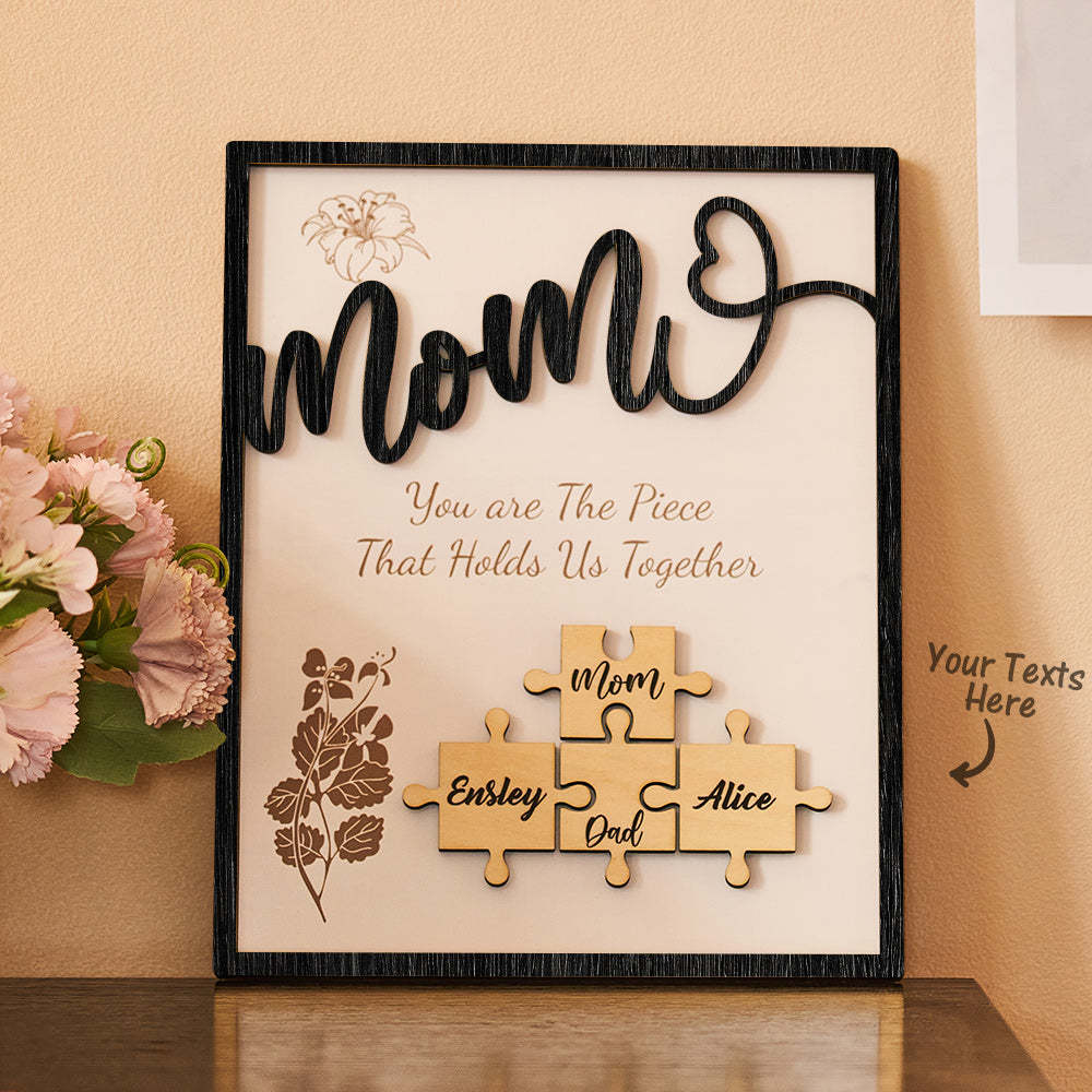 Cadeaux En Bois D'ornement De Puzzle De Nom Personnalisé Pour La Fête Des Mères - votrecollierprenomfr
