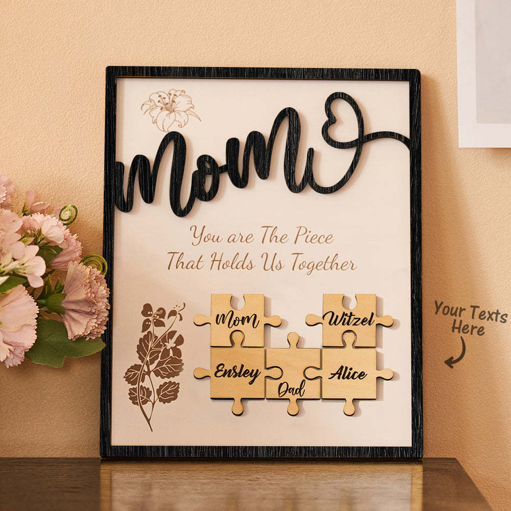 Cadeaux En Bois D'ornement De Puzzle De Nom Personnalisé Pour La Fête Des Mères - votrecollierprenomfr