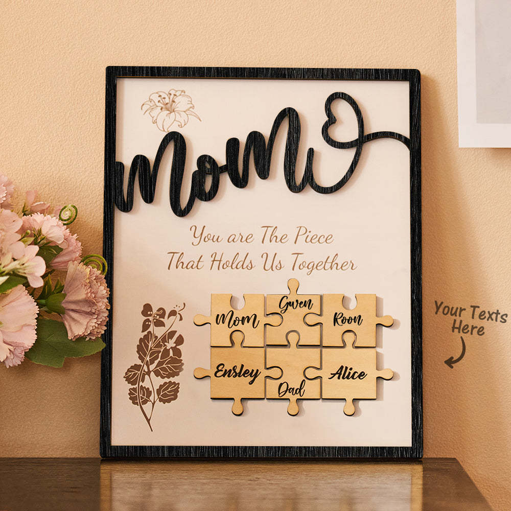 Cadeaux En Bois D'ornement De Puzzle De Nom Personnalisé Pour La Fête Des Mères - votrecollierprenomfr