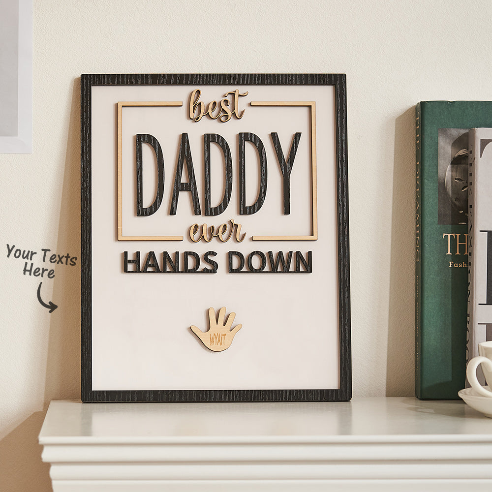 Ornement Gravé Personnalisé Papa Hands Down Handprint Signe Cadre Cadeaux Pour Papa