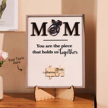 Puzzle Gravé Personnalisé Ornement Rose Conception Commémorer Cadeaux Pour Maman - votrecollierprenomfr