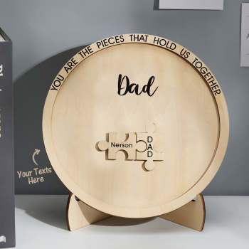 Ornement Gravé Personnalisé Pièces De Puzzle En Bois Rondes Signent Des Cadeaux Pour Les Parents - votrecollierprenomfr