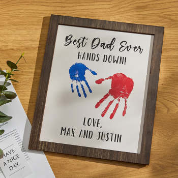 Ornement Gravé Personnalisé Creative Handprint Best Dad Ever Father's Day Gifts - votrecollierprenomfr