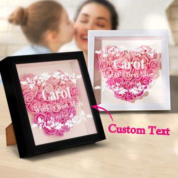 Boîte D'ombre De Fleur Personnalisée Cadeau De Cadre D'ombre De Fleur Rose Dégradé Personnalisé Pour Maman - votrecollierprenomfr