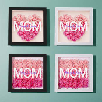 Nom Personnalisé Fleur Shadow Box Personnalisé Dégradé Rose Fleur Shadowbox Cadre Cadeau Pour Maman - votrecollierprenomfr