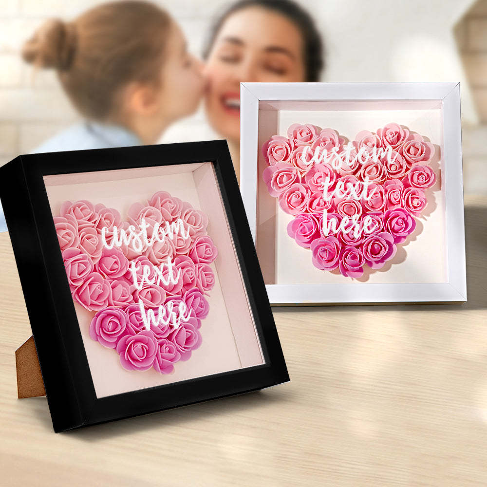 Boîte D'ombre De Fleur Rose Dégradé Personnalisée Cadeau De Cadre De Fleur D'ombre De Fleur Personnalisé Pour Maman - votrecollierprenomfr