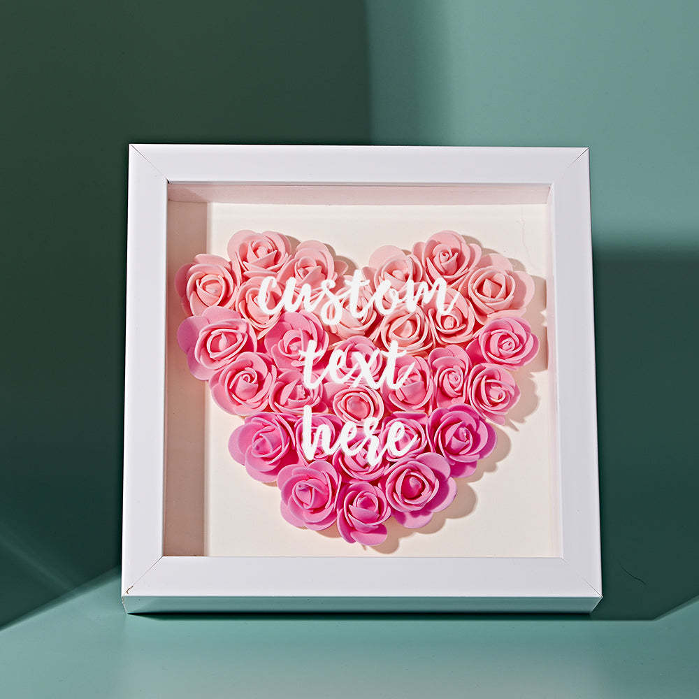 Boîte D'ombre De Fleur Rose Dégradé Personnalisée Cadeau De Cadre De Fleur D'ombre De Fleur Personnalisé Pour Maman - votrecollierprenomfr