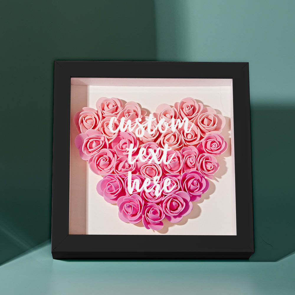 Boîte D'ombre De Fleur Rose Dégradé Personnalisée Cadeau De Cadre De Fleur D'ombre De Fleur Personnalisé Pour Maman - votrecollierprenomfr