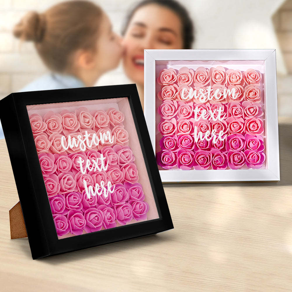 Boîte D'ombre De Fleur Rose Dégradé Personnalisée Cadeau De Cadre De Fleur D'ombre De Fleur Personnalisé Pour Maman - votrecollierprenomfr