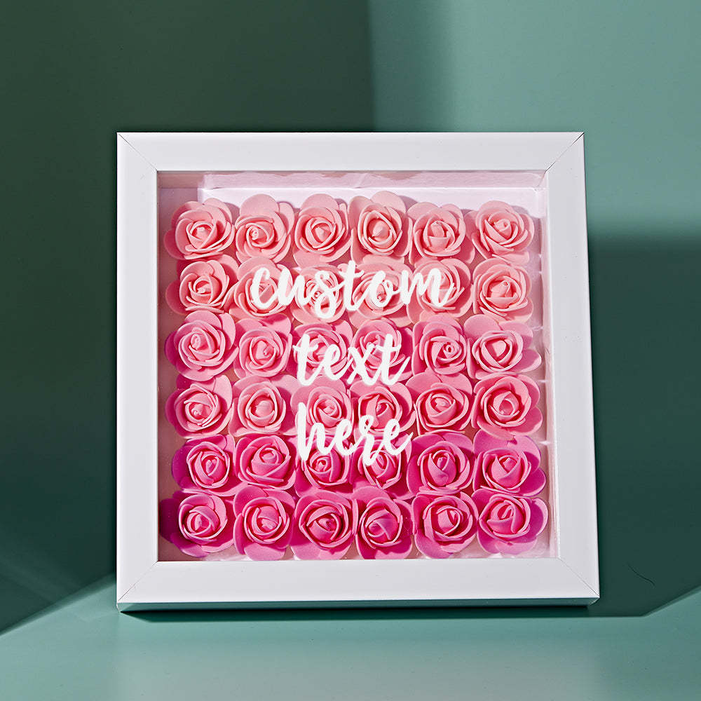 Boîte D'ombre De Fleur Rose Dégradé Personnalisée Cadeau De Cadre De Fleur D'ombre De Fleur Personnalisé Pour Maman - votrecollierprenomfr