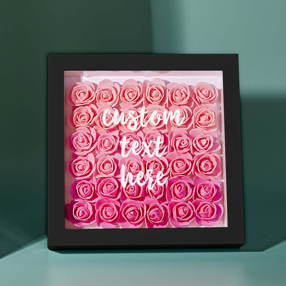 Boîte D'ombre De Fleur Rose Dégradé Personnalisée Cadeau De Cadre De Fleur D'ombre De Fleur Personnalisé Pour Maman - votrecollierprenomfr