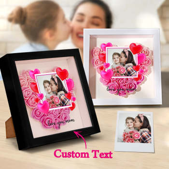 Photo Personnalisée Fleur Shadow Box Personnalisé Dégradé Rose Fleur Shadowbox Cadre Cadeau Pour Maman - votrecollierprenomfr