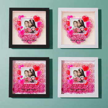 Photo Personnalisée Fleur Shadow Box Personnalisé Dégradé Rose Fleur Shadowbox Cadre Cadeau Pour Maman - votrecollierprenomfr