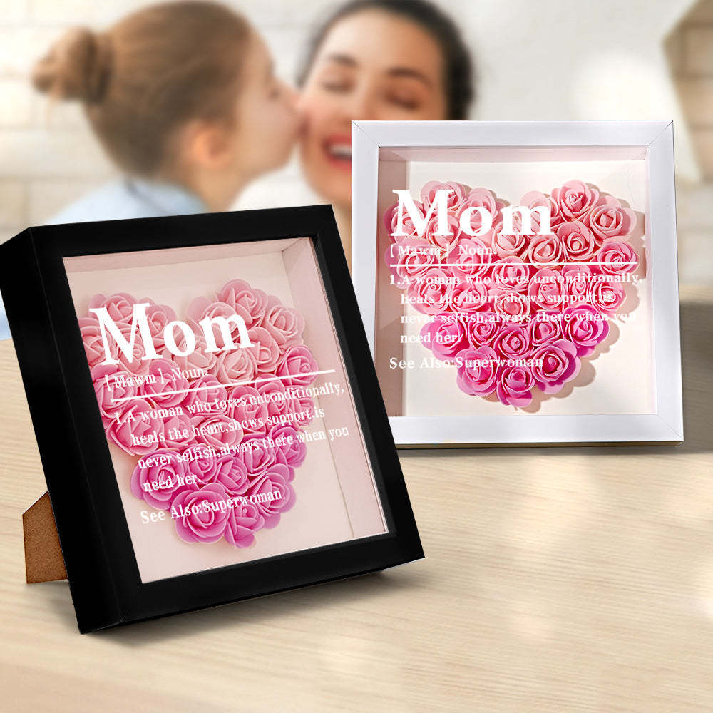 Cadeau De Cadre De Boîte D'ombre De Fleur Rose Dégradé Pour Maman - votrecollierprenomfr