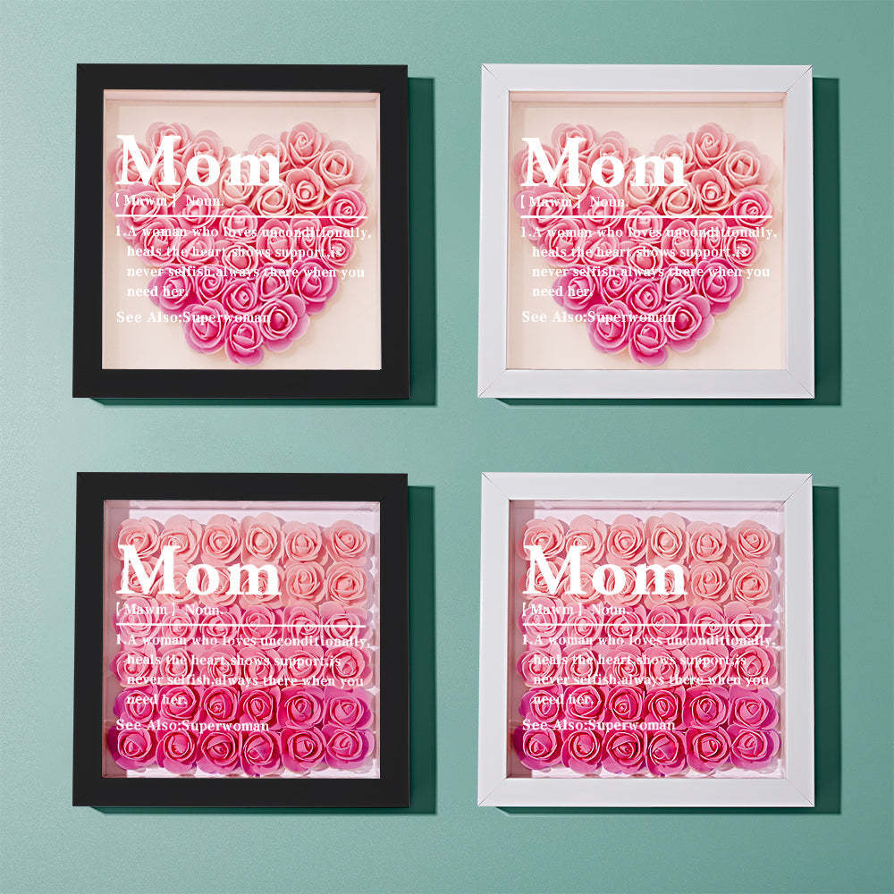 Cadeau De Cadre De Boîte D'ombre De Fleur Rose Dégradé Pour Maman - votrecollierprenomfr