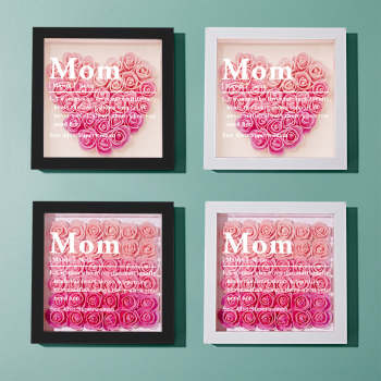 Cadeau De Cadre De Boîte D'ombre De Fleur Rose Dégradé Pour Maman - votrecollierprenomfr