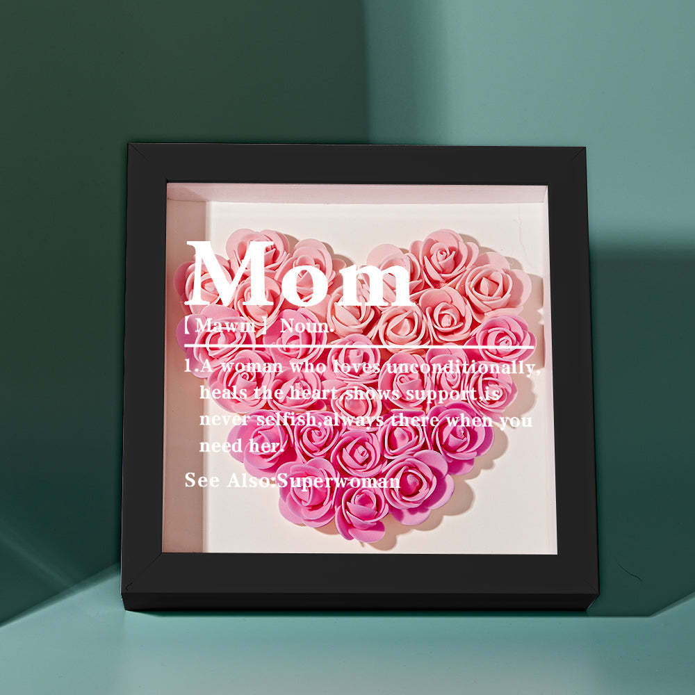 Cadeau De Cadre De Boîte D'ombre De Fleur Rose Dégradé Pour Maman - votrecollierprenomfr
