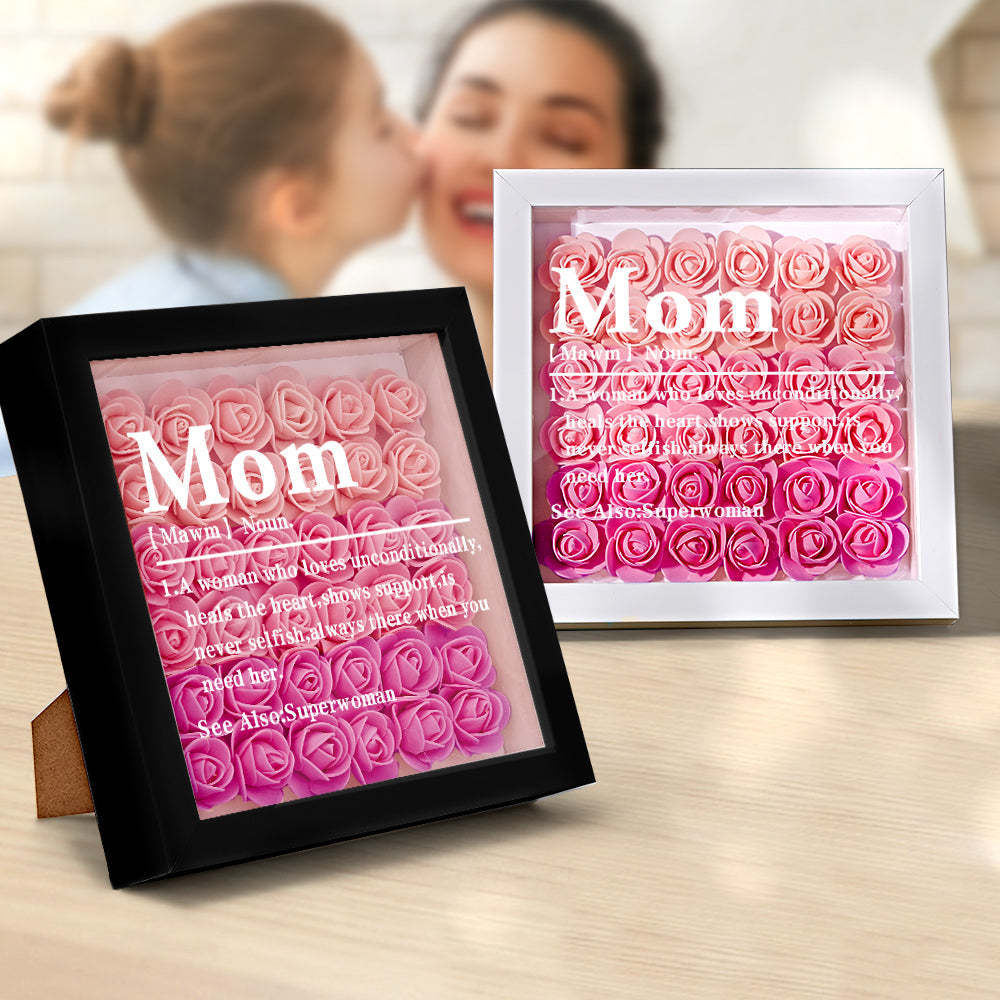 Cadeau De Cadre De Boîte D'ombre De Fleur Rose Dégradé Pour Maman - votrecollierprenomfr