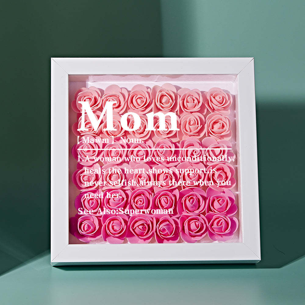 Cadeau De Cadre De Boîte D'ombre De Fleur Rose Dégradé Pour Maman - votrecollierprenomfr