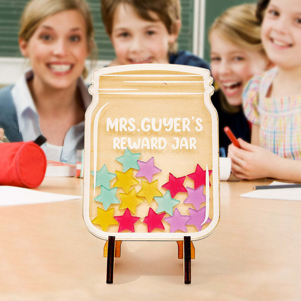 Étoiles Personnalisées Pot De Récompense Texte Personnalisé Tableau D'affichage Magnétique Comportement Pot Cadeau Pour Les Étudiants - votrecollierprenomfr