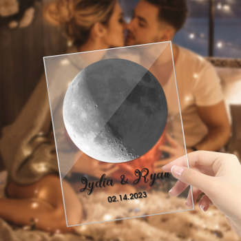 Porte-clés Veilleuse En Acrylique Personnalisé, Plaque La Lune Le Jour De Votre Naissance, Cadeaux De Saint-valentin - votrecollierprenomfr