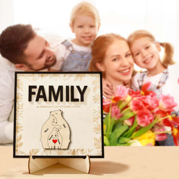 Plaque En Bois Ours Familial Personnalisée, Signe De Nom De Membre De La Famille, Cadeau Pour Maman - votrecollierprenomfr