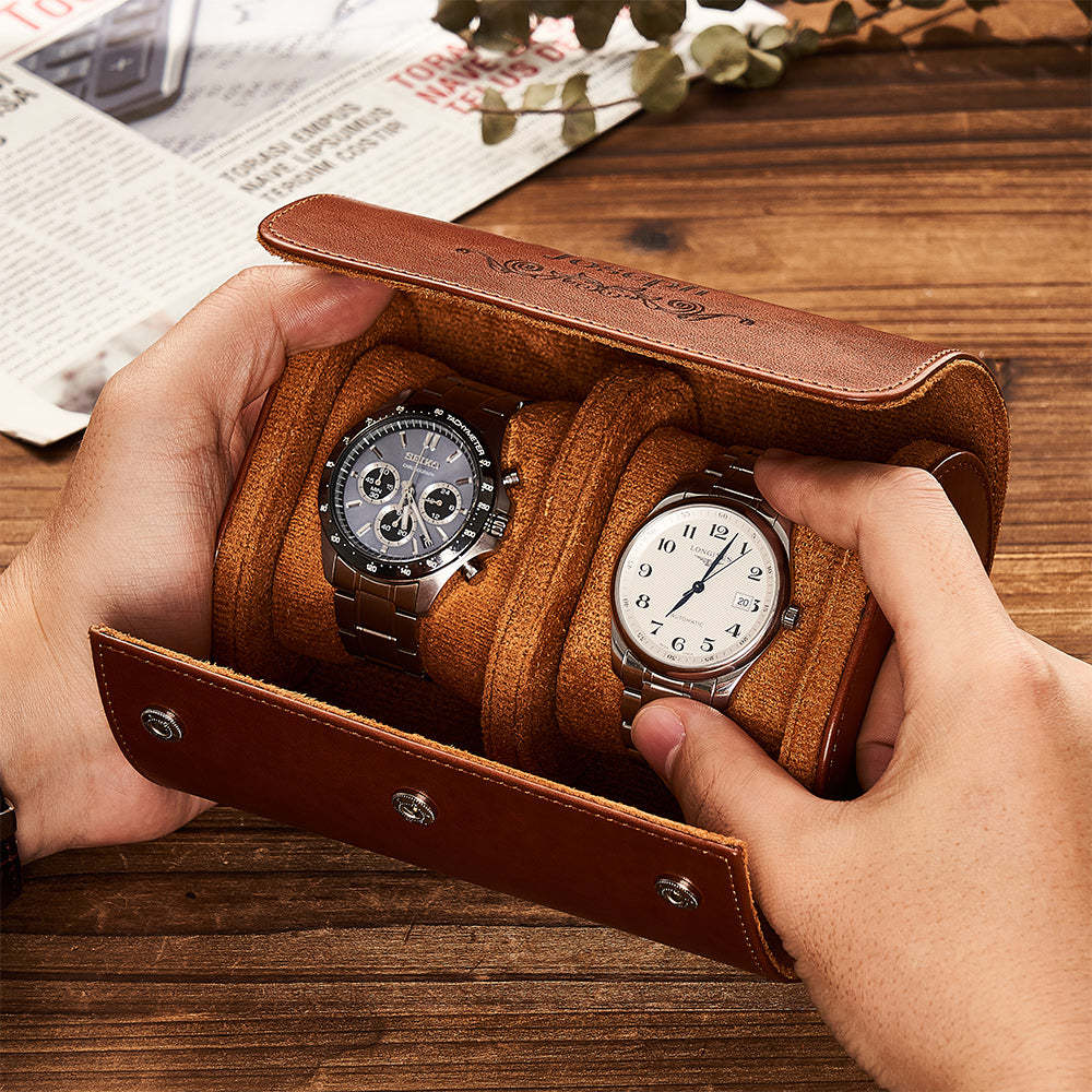 Organisateur De Montre En Cuir Personnalisé, Boîte De Rangement En Rouleau, Cadeau Pour Lui - votrecollierprenomfr