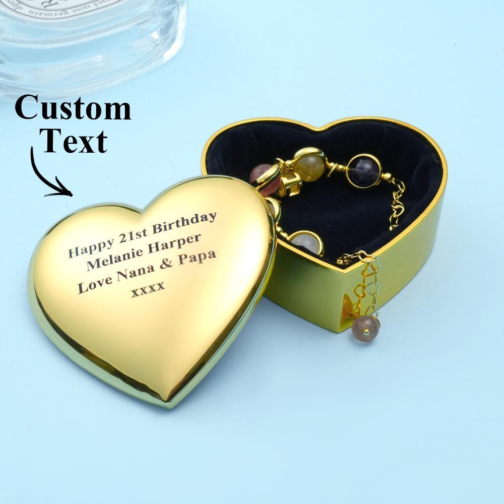 Boîte À Bagues En Forme De Cœur Gravée Personnalisée, Boîte À Bijoux En Métal Exquis, Cadeaux Pour Elle - votrecollierprenomfr