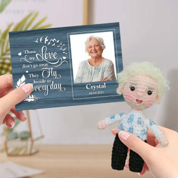 Poupée Au Crochet Personnalisée, Cadeaux Personnalisés, Mini Poupées Semblables Faites À La Main Avec Carte Commémorative Personnalisée Pour Grand-père - votrecollierprenomfr