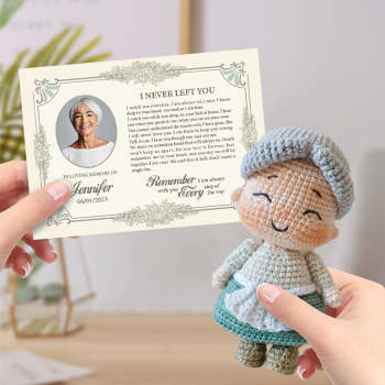 Poupée Au Crochet Personnalisée, Poupées Faites À La Main À Partir D'une Photo Personnalisée Avec Carte Commémorative, Souvenez-vous De Votre Bien-aimé - votrecollierprenomfr