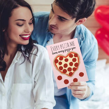 Carte De Saint-valentin Drôle Et Mignonne De Coeur De Pizza - votrecollierprenomfr
