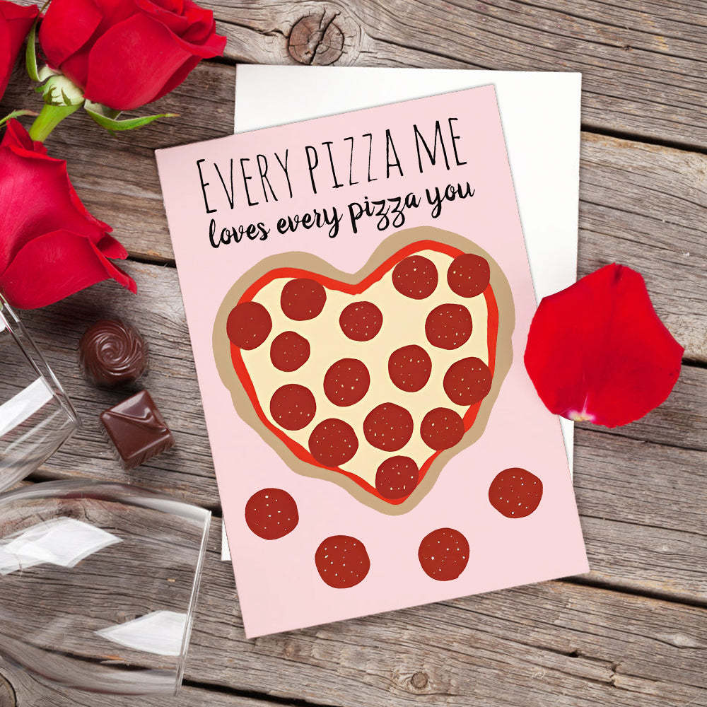 Carte De Saint-valentin Drôle Et Mignonne De Coeur De Pizza - votrecollierprenomfr