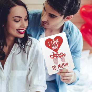 Je T'aime Tellement Carte Drôle De Saint-valentin Aux Champignons - votrecollierprenomfr