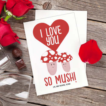 Je T'aime Tellement Carte Drôle De Saint-valentin Aux Champignons - votrecollierprenomfr