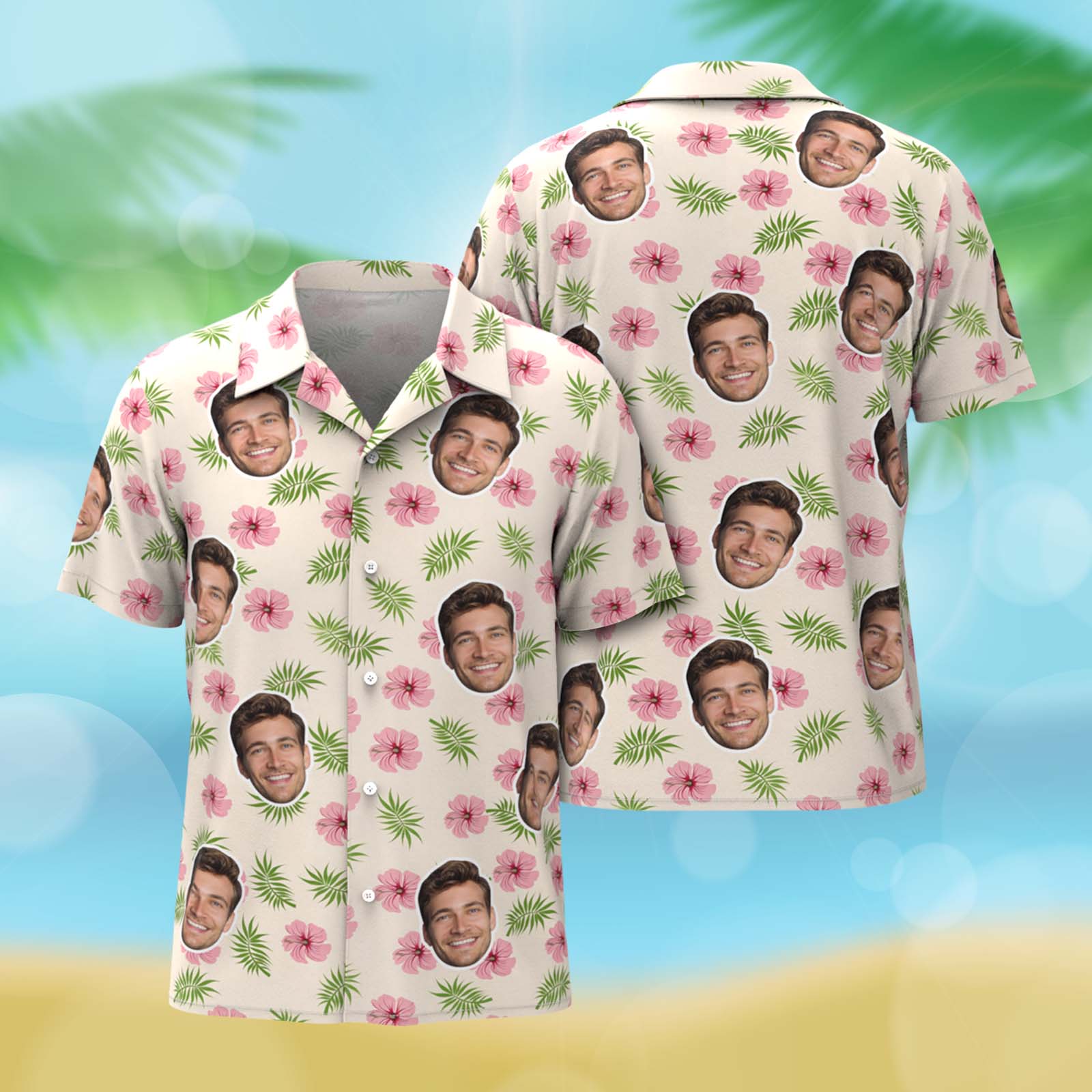 Chemise Hawaïenne Personnalisée Pour Homme Avec Impression Du Visage, Cadeau Idéal Pour Un Mari Ou Un Père.