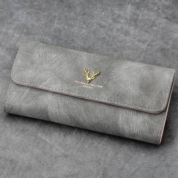Women's Photo Engraved Trifold Photo Wallet - Grey Leather