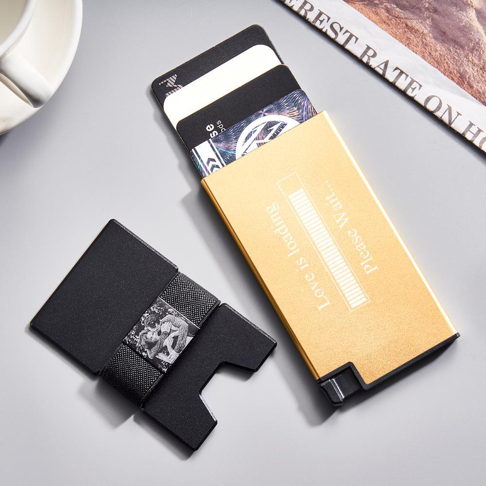 Portefeuille De Cartes À Éjection Automatique Avec Photo Personnalisée, Avec Sangle D'argent, Porte-cartes Tendance, Accessoire D'affaires Pour Hommes - votrecollierprenomfr