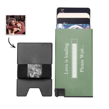 Portefeuille De Cartes À Éjection Automatique Avec Photo Personnalisée, Avec Sangle D'argent, Porte-cartes Tendance, Accessoire D'affaires Pour Hommes - votrecollierprenomfr