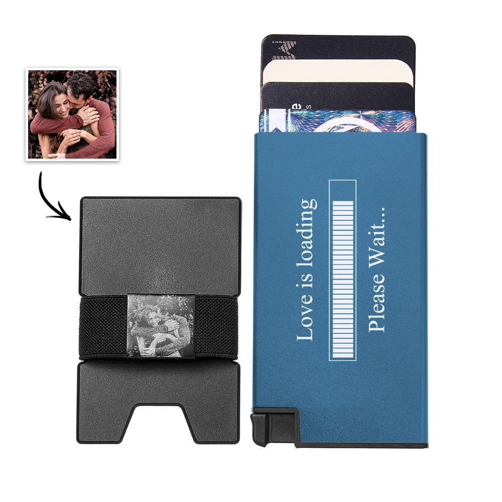 Portefeuille De Cartes À Éjection Automatique Avec Photo Personnalisée, Avec Sangle D'argent, Porte-cartes Tendance, Accessoire D'affaires Pour Hommes - votrecollierprenomfr