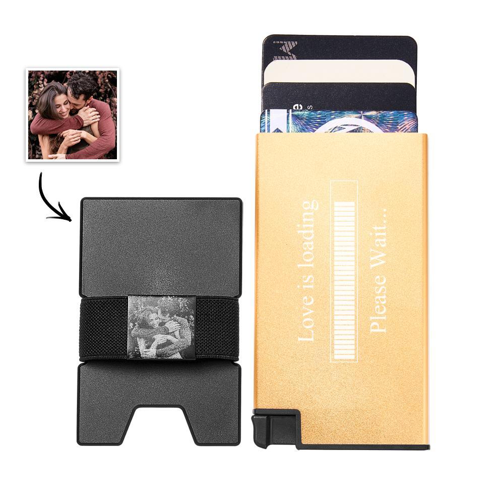 Portefeuille De Cartes À Éjection Automatique Avec Photo Personnalisée, Avec Sangle D'argent, Porte-cartes Tendance, Accessoire D'affaires Pour Hommes - votrecollierprenomfr