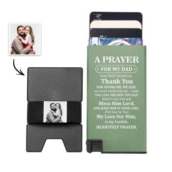 Portefeuille De Carte À Éjection Automatique Avec Photo Personnalisée, Avec Sangle D'argent, Porte-cartes En Métal, Accessoire D'affaires Pour Papa - votrecollierprenomfr