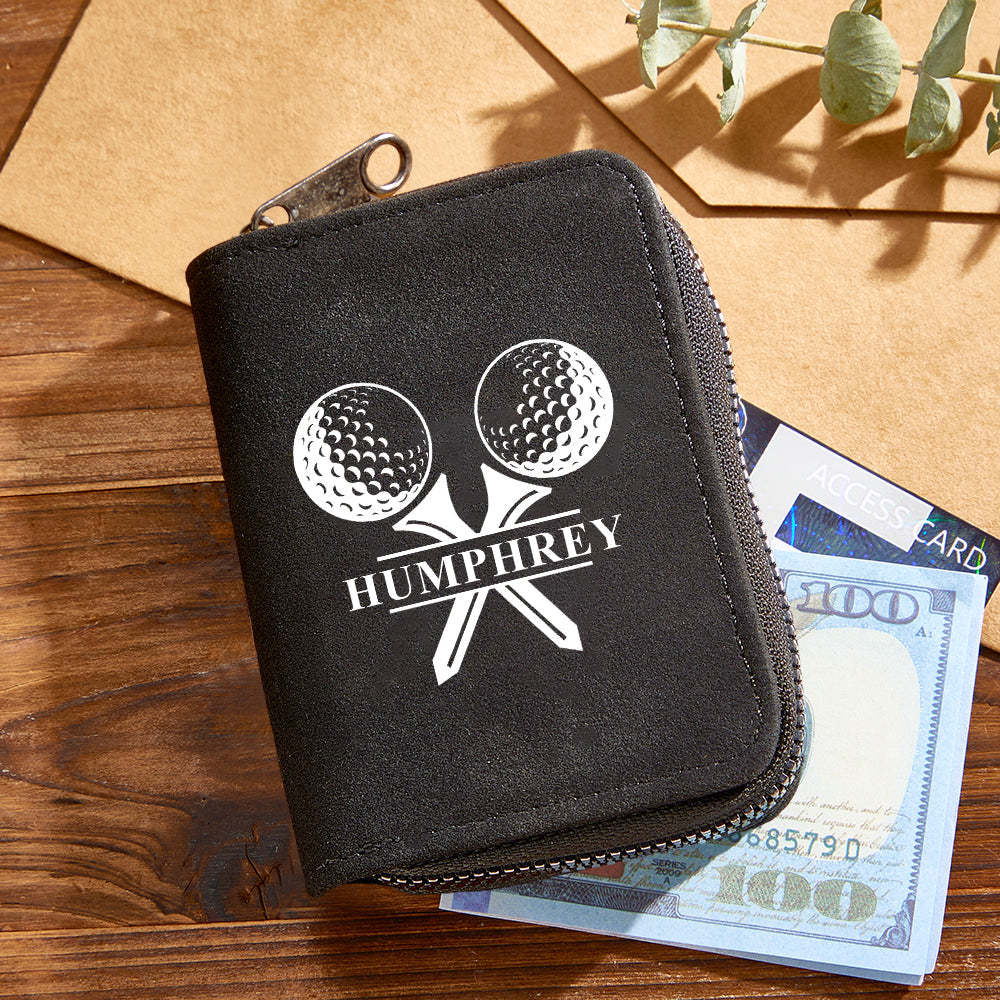 Portefeuille De Golf En Cuir Personnalisé Avec 18 Emplacements Pour Cartes, Portefeuille Porte-cartes, Cadeau Pour Hommes - votrecollierprenomfr
