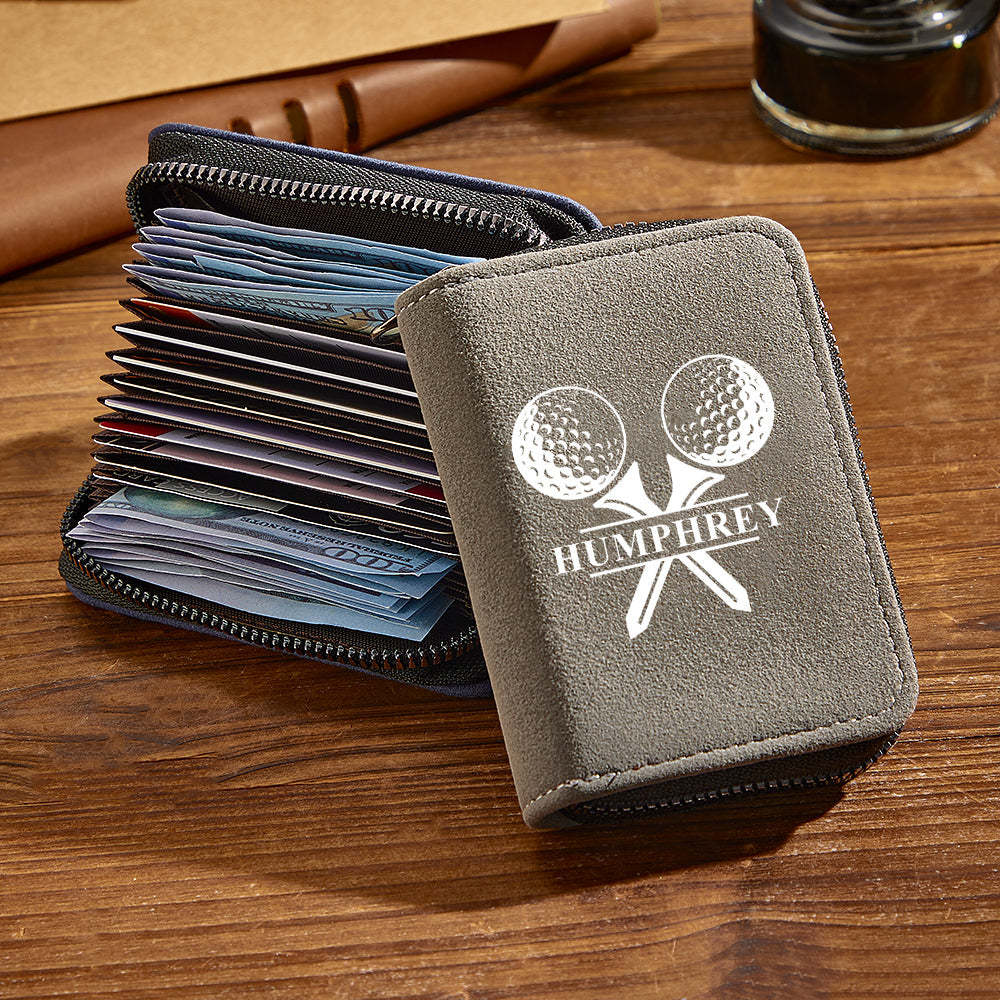 Portefeuille De Golf En Cuir Personnalisé Avec 18 Emplacements Pour Cartes, Portefeuille Porte-cartes, Cadeau Pour Hommes - votrecollierprenomfr